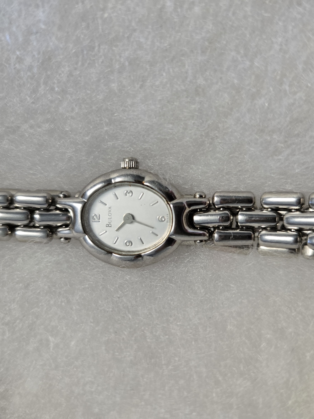Bulova Women's Silver Tone Link Bracelet Watch - White Dial